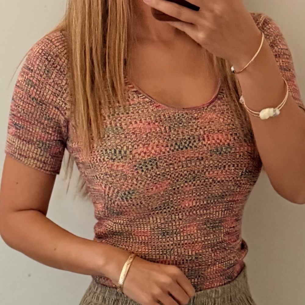 Anthropologie Moth Spacedye Knit Short Sleeve Top Womens Size XS - Picture 4 of 6